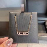 925 Silver Necklace with 3 Diamonds, French Rose Plated