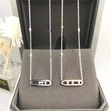925 Silver Necklace with 3 Diamonds, French Rose Plated