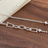 SHANICE Asymmetric Necklace 925 Sterling Silver Beads Chain & Cuban Chain