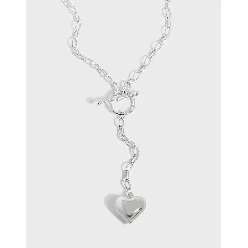 SHANICE S925 Silver Sweater Necklace LOVE Heart Party Jewelry