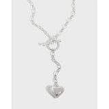 SHANICE S925 Silver Sweater Necklace LOVE Heart Party Jewelry