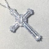 925 Silver Bible Jesus Cross Pendant Necklace with Simulated Diamond