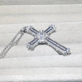925 Silver Bible Jesus Cross Pendant Necklace with Simulated Diamond