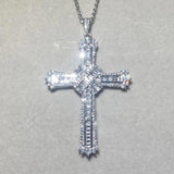925 Silver Bible Jesus Cross Pendant Necklace with Simulated Diamond