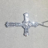 925 Silver Bible Jesus Cross Pendant Necklace with Simulated Diamond