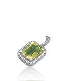925 Silver Square Lemon Quartz Pendant Necklace Wedding Jewelry
