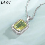 925 Silver Square Lemon Quartz Pendant Necklace Wedding Jewelry