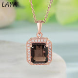 925 Silver Square Lemon Quartz Pendant Necklace Wedding Jewelry
