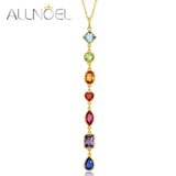 925 Silver Pendant Necklace Rainbow Zircon Gemstone Jewelry