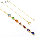 925 Silver Pendant Necklace Rainbow Zircon Gemstone Jewelry