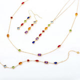 925 Silver Pendant Necklace Rainbow Zircon Gemstone Jewelry