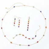 925 Silver Pendant Necklace Rainbow Zircon Gemstone Jewelry