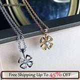 Titanium Steel Hollow Flower Pendant Necklace Women Snake Bone Chain Jewelry