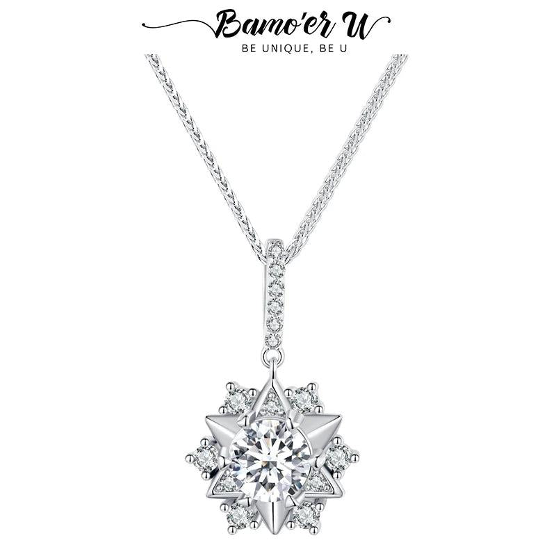 1.0CT VVS1 Moissanite Moon Hexagram Necklace S925 Silver