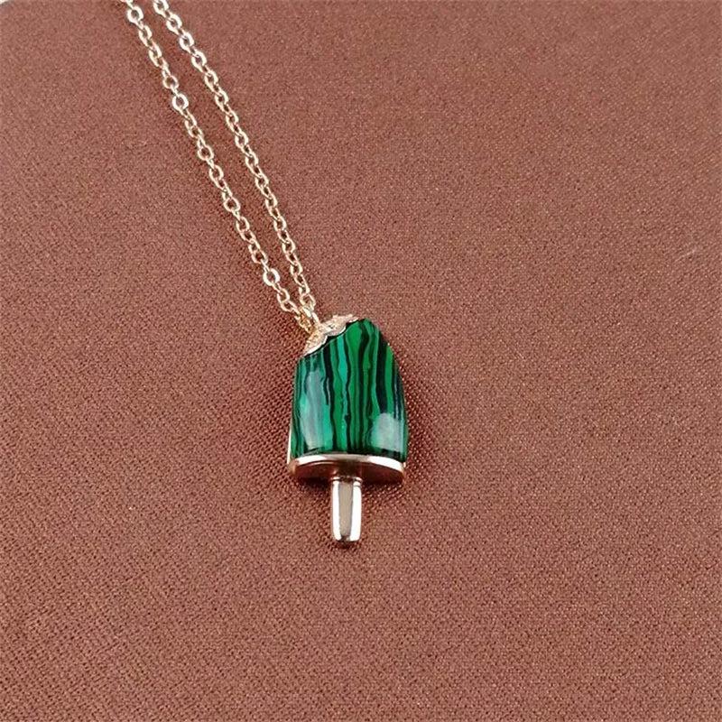 Summer Shell Ice Cream Pendant Necklace Titanium Steel Clavicle Chain