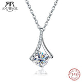 AnuJewel 1ct D Moissanite Diamond Teardrop Pendant Necklace 925 Sterling Silver