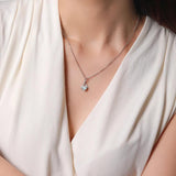 AnuJewel 1ct D Moissanite Diamond Teardrop Pendant Necklace 925 Sterling Silver