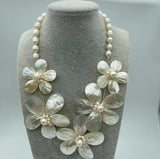 Mother Pearl Shell Flower Necklace 20 inches