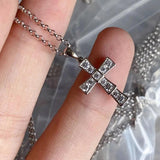 S925 Silver Cross Pendant Long Necklace Women Fine Jewelry