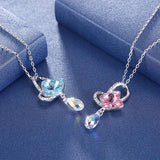 Austrian Crystal Butterfly Pendant Necklace S925 Silver Chain