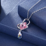 Austrian Crystal Butterfly Pendant Necklace S925 Silver Chain