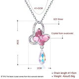 Austrian Crystal Butterfly Pendant Necklace S925 Silver Chain
