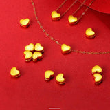 Real 999 24K Heart Pendant Necklace Pure 18K AU750 Chain for Women
