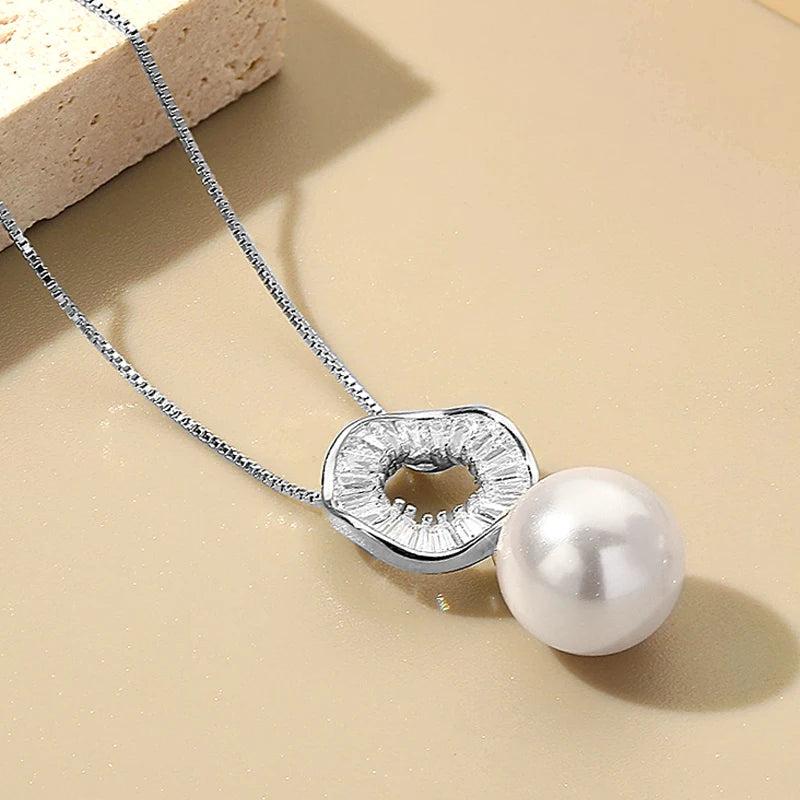 LAYA Zircon Shell Pearl Pendant Necklace 925 Silver