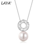 LAYA Zircon Shell Pearl Pendant Necklace 925 Silver