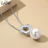 LAYA Zircon Shell Pearl Pendant Necklace 925 Silver