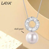 LAYA Zircon Shell Pearl Pendant Necklace 925 Silver