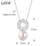 LAYA Zircon Shell Pearl Pendant Necklace 925 Silver