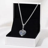 Christmas Sparkling Moon Stars Heart Necklace 925 Sterling Silver Pendant