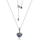 Christmas Sparkling Moon Stars Heart Necklace 925 Sterling Silver Pendant