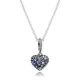 Christmas Sparkling Moon Stars Heart Necklace 925 Sterling Silver Pendant