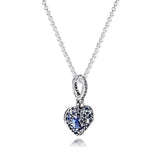 Christmas Sparkling Moon Stars Heart Necklace 925 Sterling Silver Pendant