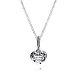 Christmas Sparkling Moon Stars Heart Necklace 925 Sterling Silver Pendant