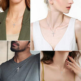 5mm 5.5ct Cross Pendant Necklace D VVS1 Moissanite Diamond 925 Sterling Silver