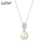 LAYA Shell Pearl Necklace Zircon Wedding Silver Fine Jewelry