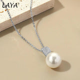 LAYA Shell Pearl Necklace Zircon Wedding Silver Fine Jewelry