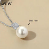 LAYA Shell Pearl Necklace Zircon Wedding Silver Fine Jewelry