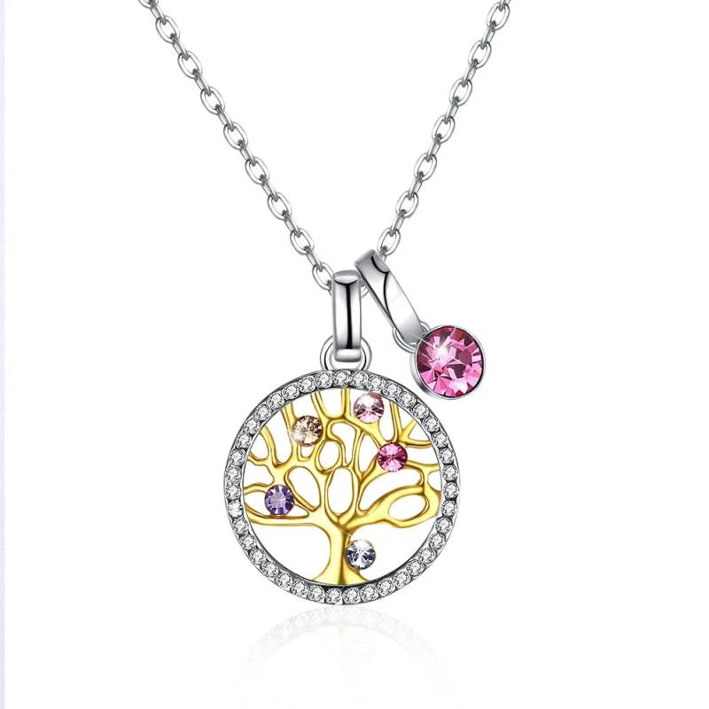 Tree of Life Necklace with Crystals, Valentines Gift for Her
