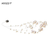 HOOZZ.P Multilayer Pearl Necklace 3-9mm High Luster Wedding Gift