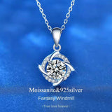 VVS1 Moissanite Windmill Pendant Necklace Sterling Silver Lab Diamond