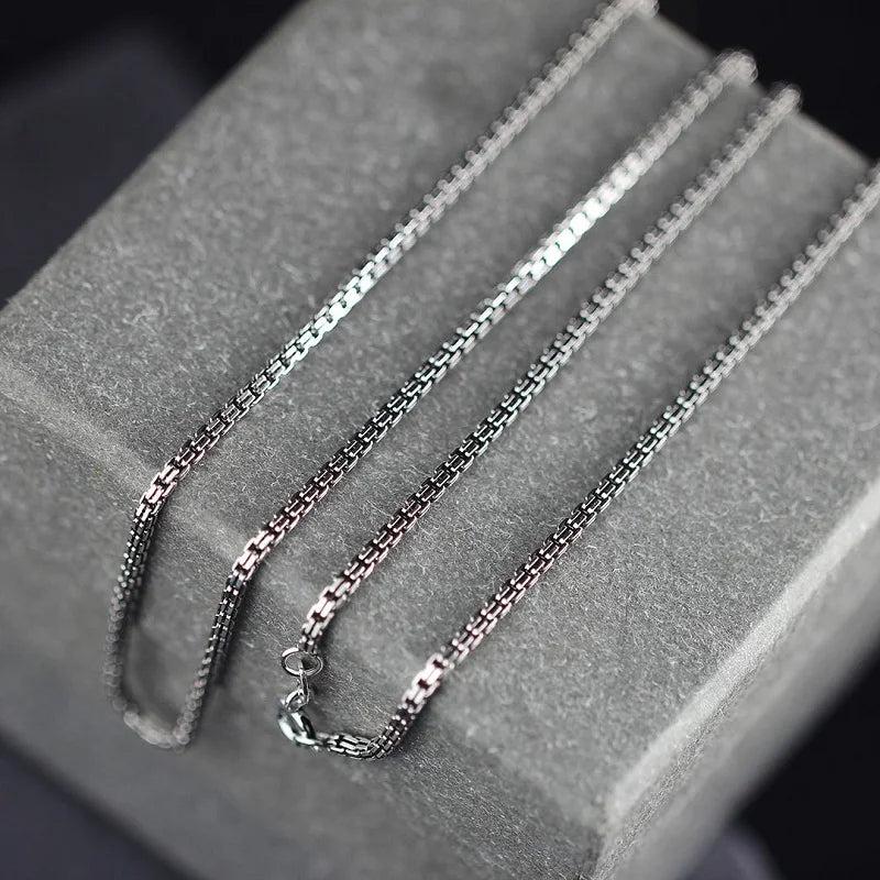 2mm Thick Real Silver Double Box Chain Necklace S925 Sterling Silver