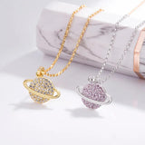 925 Silver Planet Necklace Sky Galaxy Star Women Jewelry
