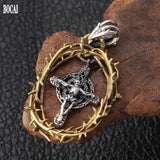 S925 Pure Silver Cross Skull Pendant American Thai Male Lady Small Drop