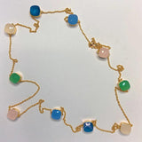 Multicolored Candy Sugar Crystal Zircon Sweater Chain Necklace