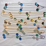 Multicolored Candy Sugar Crystal Zircon Sweater Chain Necklace