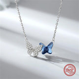 925 Silver Butterfly Pendant Necklace with Zircon Chain